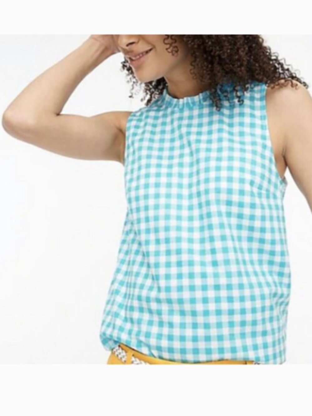 J. Crew Blue and White Gingham Sleeveless Tank size M NWT